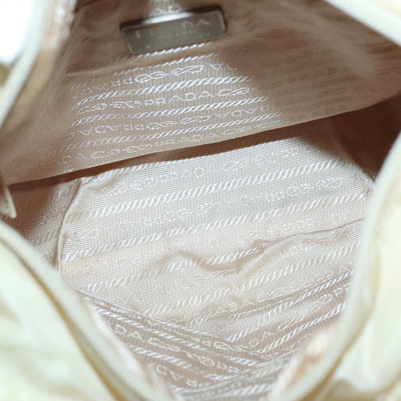 PRADA Chain Shoulder Bag Nylon Ivory Silver Auth 137031