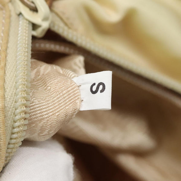 PRADA Chain Shoulder Bag Nylon Ivory Silver Auth 137031