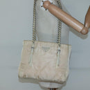 PRADA Chain Shoulder Bag Nylon Ivory Silver Auth 137031-23