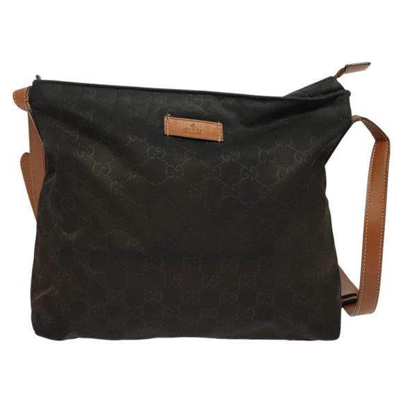 GUCCI GG Canvas Shoulder Bag Nylon Black Silver 314529 Auth 137032