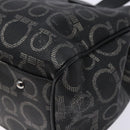 Salvatore Ferragamo Gancini Hand Bag PVC Black Silver Auth 137033-16