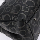 Salvatore Ferragamo Gancini Hand Bag PVC Black Silver Auth 137033-17