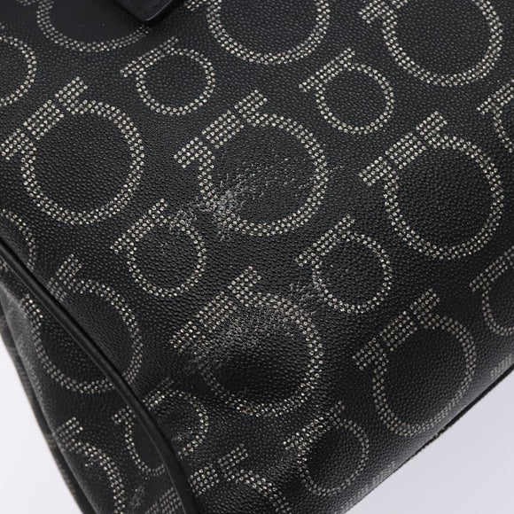 Salvatore Ferragamo Gancini Hand Bag PVC Black Silver Auth 137033