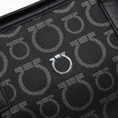 Salvatore Ferragamo Gancini Hand Bag PVC Black Silver Auth 137033-18