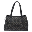 Salvatore Ferragamo Gancini Hand Bag PVC Black Silver Auth 137033-2