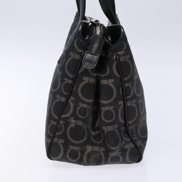 Salvatore Ferragamo Gancini Hand Bag PVC Black Silver Auth 137033
