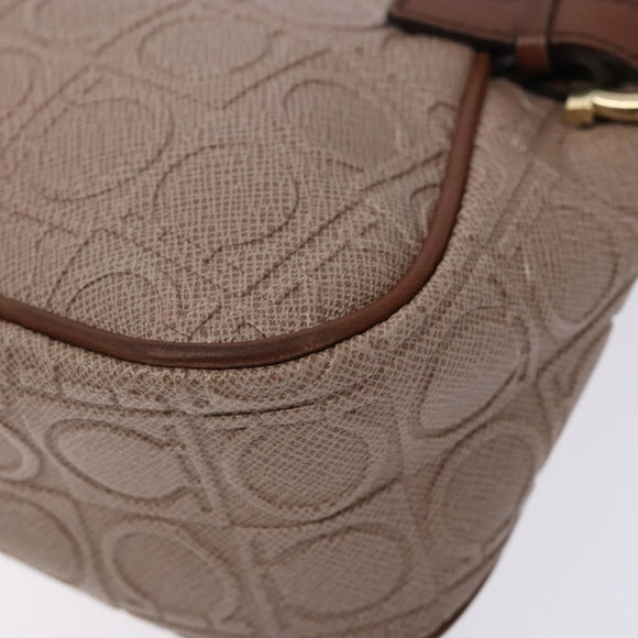 Salvatore Ferragamo Gancini Shoulder Bag Leather Gold Purple gray Auth 137035