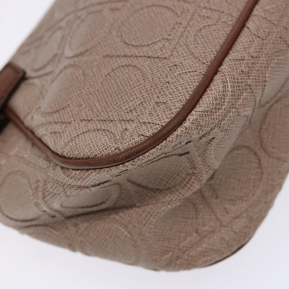 Salvatore Ferragamo Gancini Shoulder Bag Leather Gold Purple gray Auth 137035