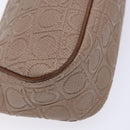 Salvatore Ferragamo Gancini Shoulder Bag Leather Gold Purple gray Auth 137035-17