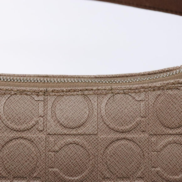 Salvatore Ferragamo Gancini Shoulder Bag Leather Gold Purple gray Auth 137035