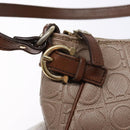 Salvatore Ferragamo Gancini Shoulder Bag Leather Gold Purple gray Auth 137035-18