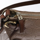 Salvatore Ferragamo Gancini Shoulder Bag Leather Gold Purple gray Auth 137035-10