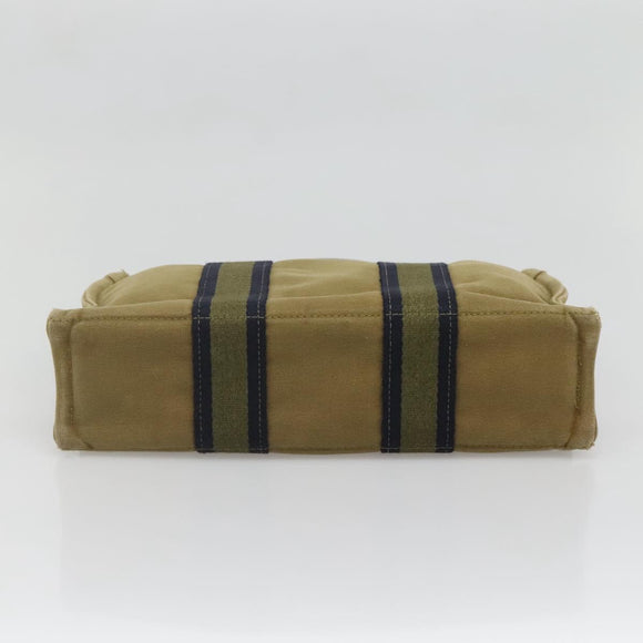 HERMES Fourre Tout PM Hand Bag Canvas Green Gray Auth 137122