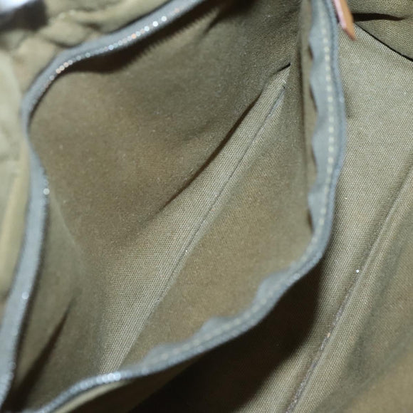 HERMES Fourre Tout PM Hand Bag Canvas Green Gray Auth 137122