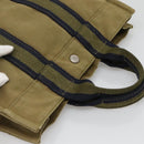 HERMES Fourre Tout PM Hand Bag Canvas Green Gray Auth 137122-7