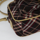 BURBERRY Nova Check Blue Label Shoulder Bag Canvas Red Silver Auth 137124-10