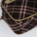 BURBERRY Nova Check Blue Label Shoulder Bag Canvas Red Silver Auth 137124-12