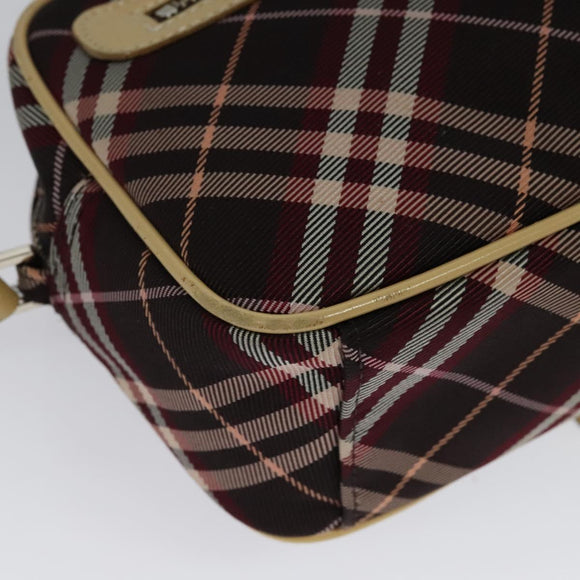 BURBERRY Nova Check Blue Label Shoulder Bag Canvas Red Silver Auth 137124