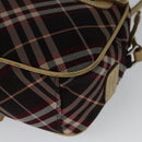 BURBERRY Nova Check Blue Label Shoulder Bag Canvas Red Silver Auth 137124-13