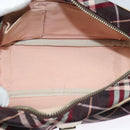 BURBERRY Nova Check Blue Label Shoulder Bag Canvas Red Silver Auth 137124-16