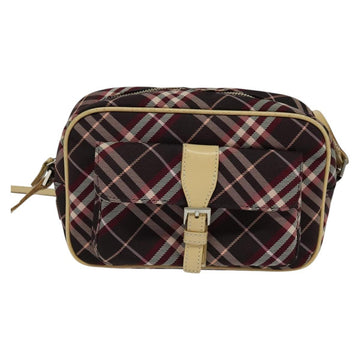 BURBERRY Nova Check Blue Label Shoulder Bag Canvas Red Silver Auth 137124 - 0