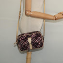 BURBERRY Nova Check Blue Label Shoulder Bag Canvas Red Silver Auth 137124-22