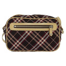 BURBERRY Nova Check Blue Label Shoulder Bag Canvas Red Silver Auth 137124-3