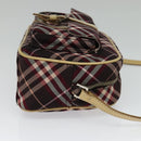 BURBERRY Nova Check Blue Label Shoulder Bag Canvas Red Silver Auth 137124-5