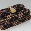 BURBERRY Nova Check Blue Label Shoulder Bag Canvas Red Silver Auth 137124-6