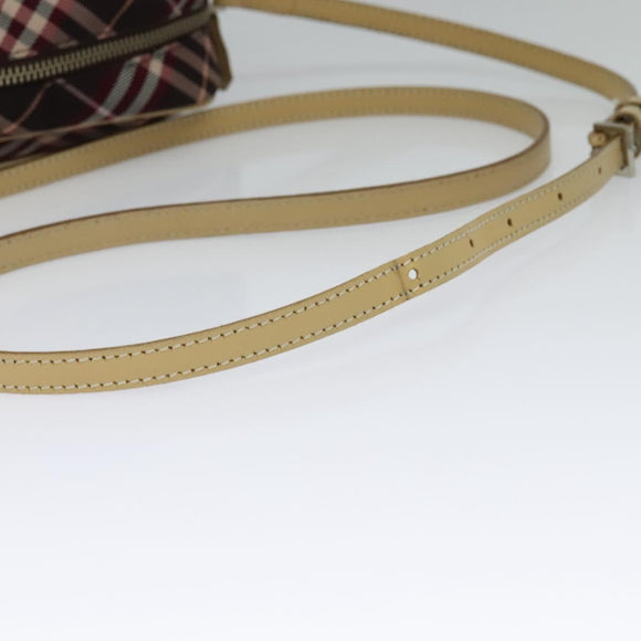 BURBERRY Nova Check Blue Label Shoulder Bag Canvas Red Silver Auth 137124