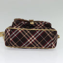 BURBERRY Nova Check Blue Label Shoulder Bag Canvas Red Silver Auth 137124-9