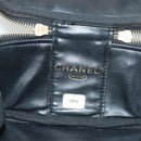 CHANEL Vanity Pouch Patent leather Black Gold CC Auth 137125-10