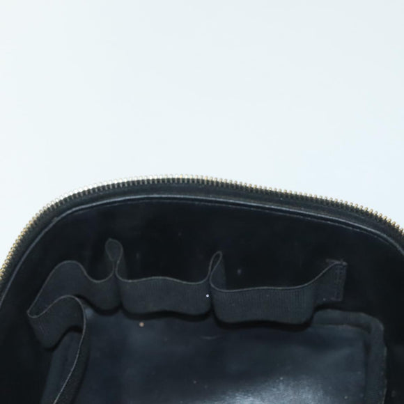 CHANEL Vanity Pouch Patent leather Black Gold CC Auth 137125