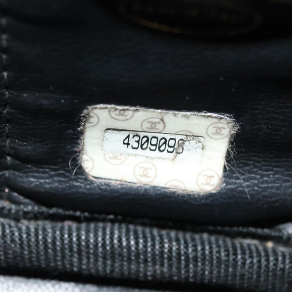 CHANEL Vanity Pouch Patent leather Black Gold CC Auth 137125