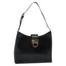 Salvatore Ferragamo Gancini Shoulder Bag Leather Black Gold Auth 137128-1