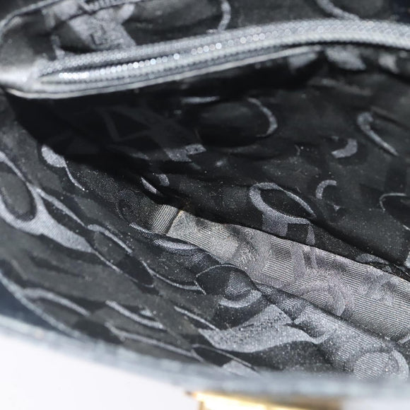 Salvatore Ferragamo Gancini Shoulder Bag Leather Black Gold Auth 137128