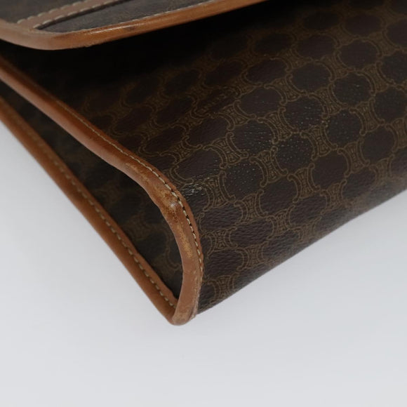 CELINE Macadam Canvas Shoulder Bag PVC Leather Brown Gold Auth 137130