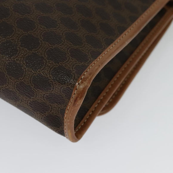 CELINE Macadam Canvas Shoulder Bag PVC Leather Brown Gold Auth 137130