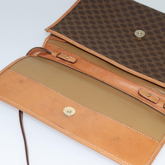 CELINE Macadam Canvas Shoulder Bag PVC Leather Brown Gold Auth 137130