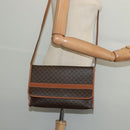 CELINE Macadam Canvas Shoulder Bag PVC Leather Brown Gold Auth 137130-21