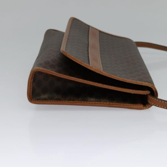 CELINE Macadam Canvas Shoulder Bag PVC Leather Brown Gold Auth 137130