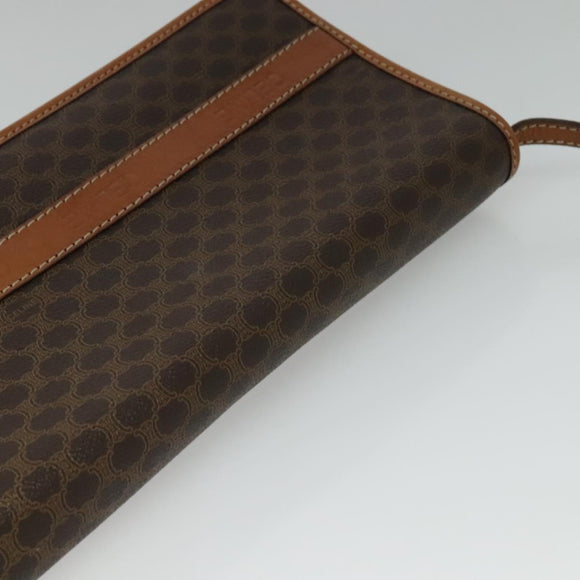 CELINE Macadam Canvas Shoulder Bag PVC Leather Brown Gold Auth 137130