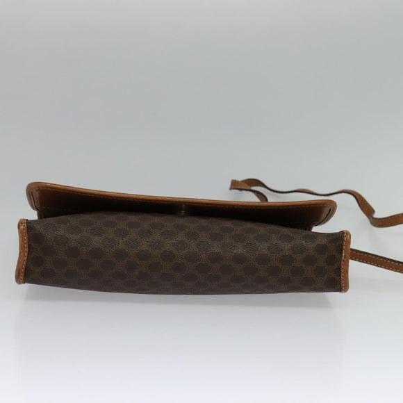 CELINE Macadam Canvas Shoulder Bag PVC Leather Brown Gold Auth 137130