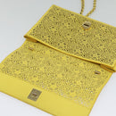 Salvatore Ferragamo Vala Chain Shoulder Bag Leather Yellow Silver Auth 137170-10