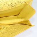 Salvatore Ferragamo Vala Chain Shoulder Bag Leather Yellow Silver Auth 137170-18