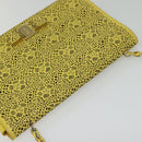 Salvatore Ferragamo Vala Chain Shoulder Bag Leather Yellow Silver Auth 137170-6