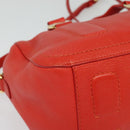 Salvatore Ferragamo Vala Hand Bag Leather 2way Red Gold Auth 137172-12