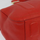 Salvatore Ferragamo Vala Hand Bag Leather 2way Red Gold Auth 137172-14
