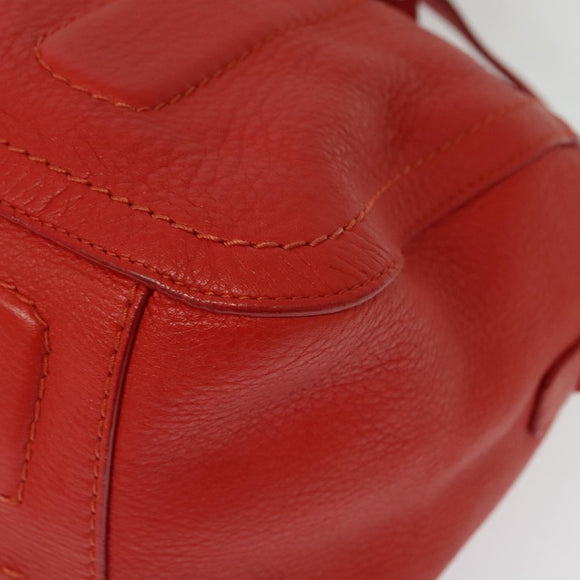 Salvatore Ferragamo Vala Hand Bag Leather 2way Red Gold Auth 137172