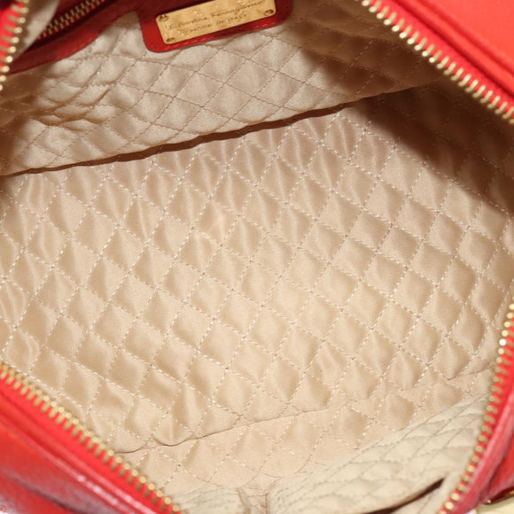 Salvatore Ferragamo Vala Hand Bag Leather 2way Red Gold Auth 137172